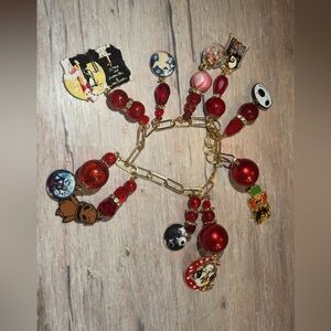 Red and Gold Charm Bracelet